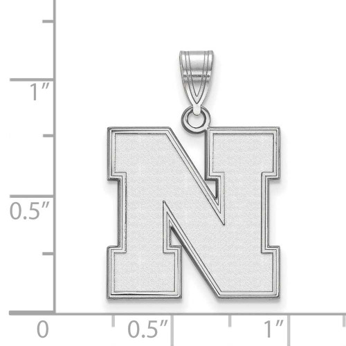 Image of 10K White Gold University of Nebraska Large Pendant by LogoArt (1W068UNE)