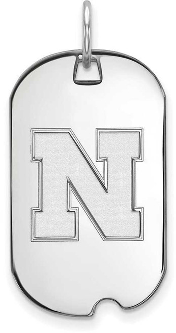 Image of 10K White Gold University of Nebraska Small Dog Tag by LogoArt (1W054UNE)