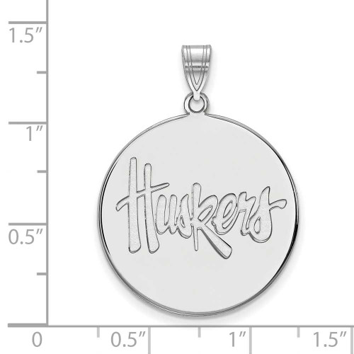 Image of 10K White Gold University of Nebraska XL Disc Pendant by LogoArt (1W063UNE)