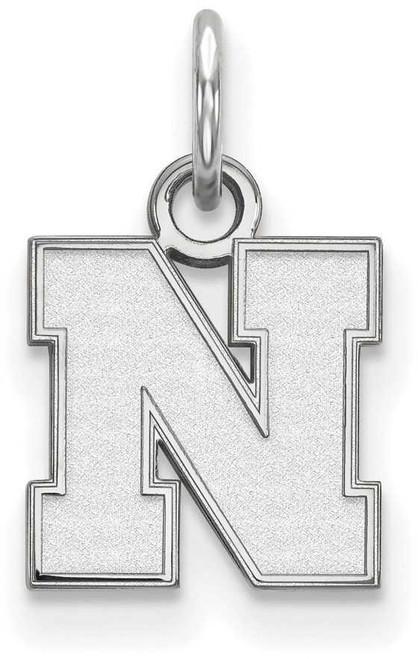 Image of 10K White Gold University of Nebraska X-Small Pendant by LogoArt (1W083UNE)