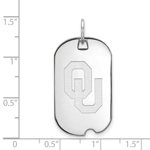 Image of 10K White Gold University of Oklahoma Small Dog Tag by LogoArt (1W028UOK)