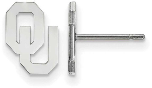 Image of 10K White Gold University of Oklahoma X-Small Post Earrings by LogoArt