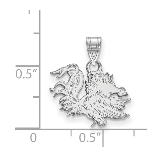 Image of 10K White Gold University of South Carolina Small Pendant by LogoArt (1W044USO)