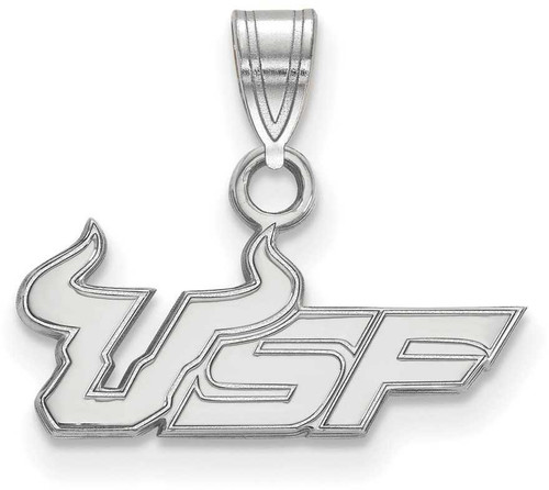 Image of 10K White Gold University of South Florida Small Pendant by LogoArt (1W014USFL)