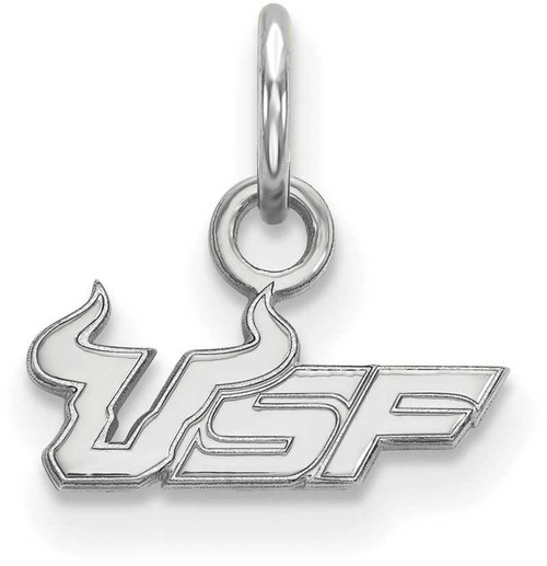 Image of 10K White Gold University of South Florida X-Small Pendant by LogoArt 1W013USFL