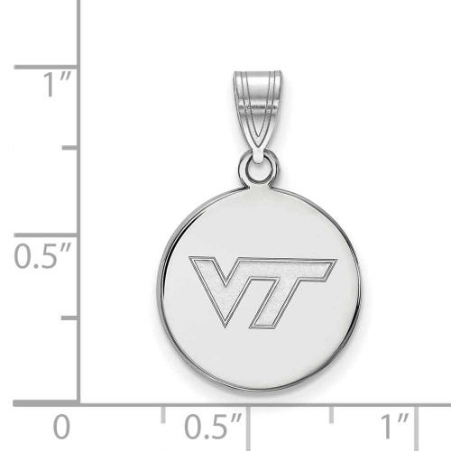 Image of 10K White Gold Virginia Tech Medium Disc Pendant by LogoArt (1W033VTE)