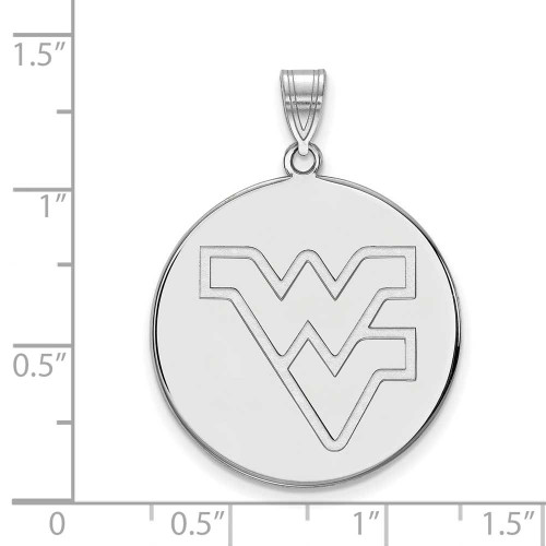 Image of 10K White Gold West Virginia University XL Disc Pendant by LogoArt (1W054WVU)