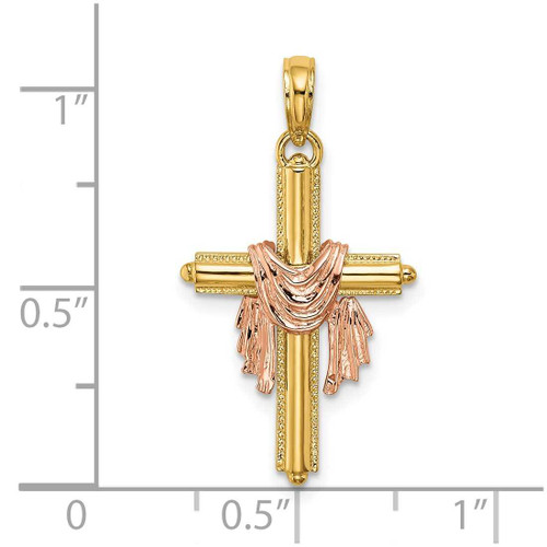 Image of 10k Yellow & Rose Gold Cross w/ Drape Pendant