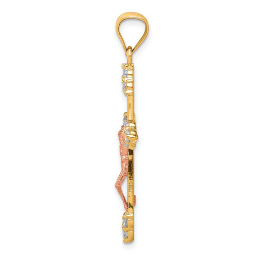 Image of 10k Yellow & Rose Gold CZ Crucifix Pendant 10C1090