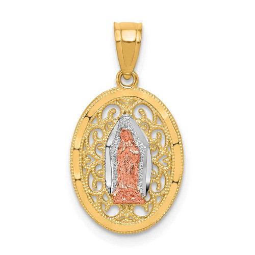Image of 10k Yellow & Rose Gold with White Rhodium Our Lady of Guadalupe Pendant 10C1044