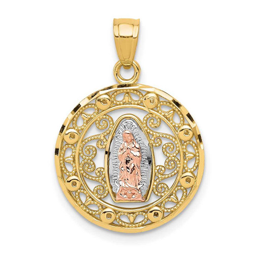 Image of 10k Yellow & Rose Gold with White Rhodium Our Lady of Guadalupe Pendant 10C1046