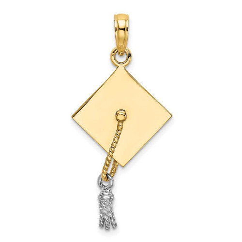 Image of 10k Yellow & White Gold 3-D Graduation Cap w/ RH Moveable Tassel Pendant