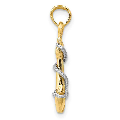 Image of 10k Yellow & White Gold Anchor w/Rope Pendant