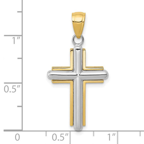 Image of 10k Yellow & White Gold Polished Cross Pendant