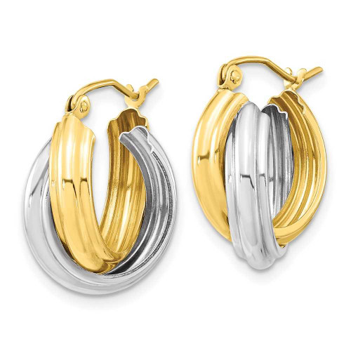Image of 20.81mm 10k Yellow & White Gold Polished Double Hoop Earrings 10ER286
