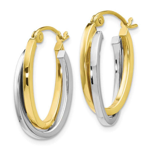 Image of 20mm 10k Yellow & White Gold Polished Hinged Hoop Earrings 10LE137