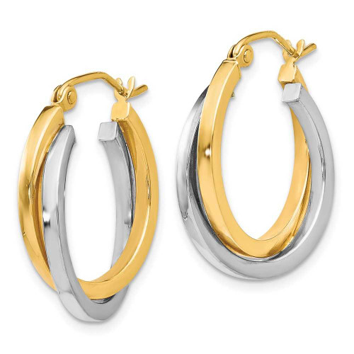 Image of 23mm 10k Yellow & White Gold Polished Hinged Hoop Earrings TA38