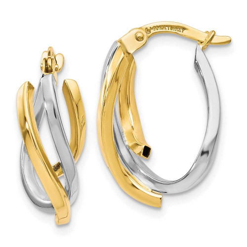 Image of 19mm 10k Yellow & White Gold Polished Twisted Hoop Earrings 10LE284