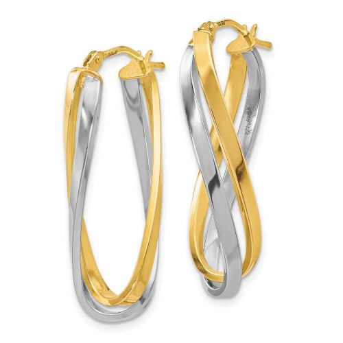 Image of 29mm 10k Yellow & White Gold Polished Twisted Hoop Earrings 10LE420