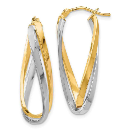 Image of 29mm 10k Yellow & White Gold Polished Twisted Hoop Earrings 10LE420