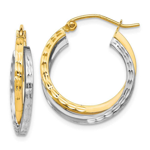 Image of 23mm 10k Yellow & White Gold Textured Hinged Hoop Earrings TA94