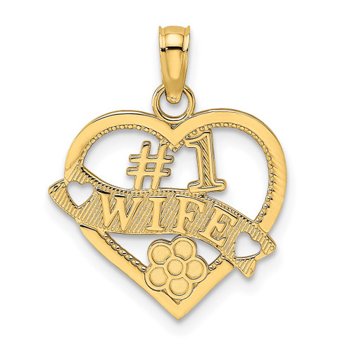 10k Yellow Gold #1 Wife Heart Pendant