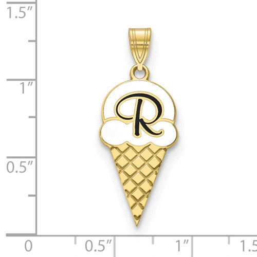 Image of 10k Yellow Gold & Enamel Ice Cream Cone Pendant w/ Initial