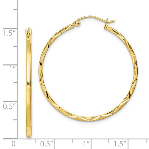 Image of 35mm 10k Yellow Gold 1.5x35mm Shiny-Cut Hoop Earrings