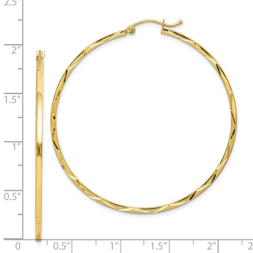 Image of 51mm 10k Yellow Gold 1.5x50mm Shiny-Cut Hoop Earrings