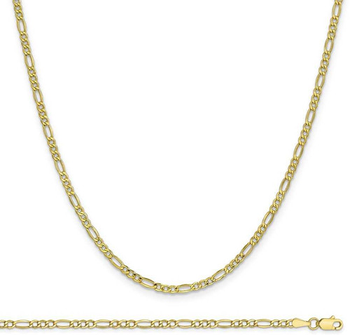 Image of 10K Yellow Gold 2.5mm Figaro Chain 7 and 18 inch Set