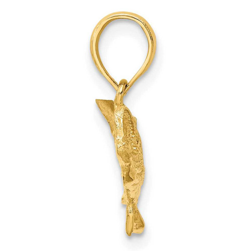 Image of 10K Yellow Gold 2-D Bass Fish w/ Tail Up Pendant