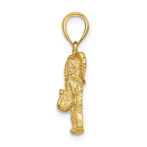 Image of 10K Yellow Gold 2-D Elephant w/ Raised Trunk Pendant