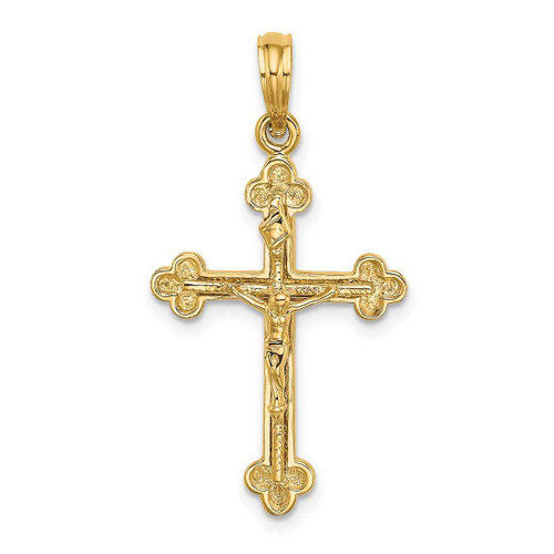 Image of 10k Yellow Gold 2-D Narrow Crucifix w/ SPADE TIPS Pendant