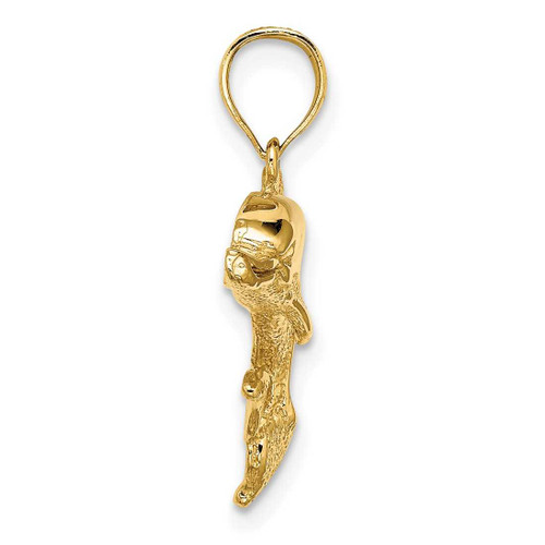 Image of 10K Yellow Gold 2-D Polished and Engraved Dolphin Pendant
