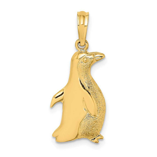 Image of 10K Yellow Gold 2-D Polished and Engraved Penguin Pendant