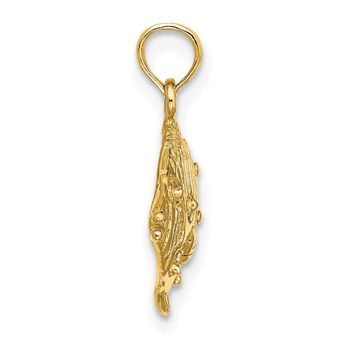 Image of 10K Yellow Gold 2-D Polished Engraved Fish Pendant