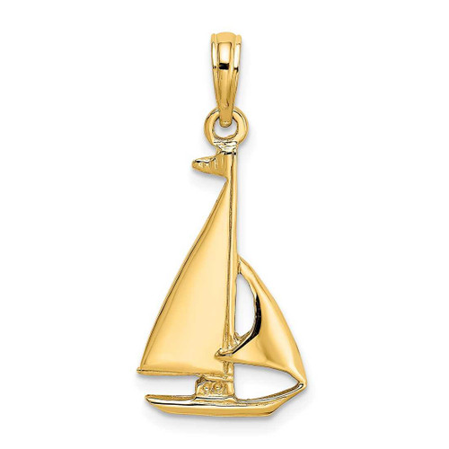 Image of 10K Yellow Gold 2-D Polished Sailboat Pendant