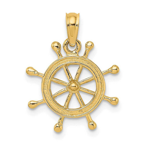 Image of 10K Yellow Gold 2-D Ship Wheel Pendant
