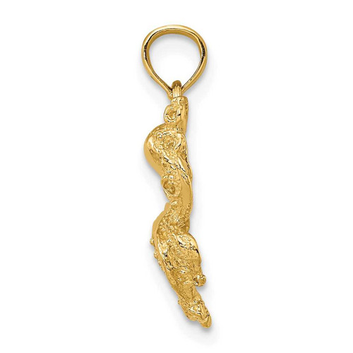Image of 10K Yellow Gold 2-D Textured Octopus Pendant