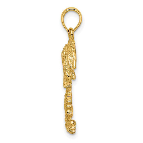 Image of 10K Yellow Gold 2-D Textured Single Palm Tree Pendant