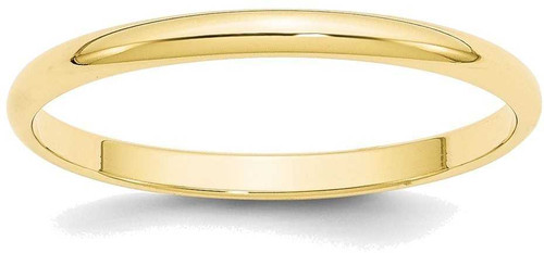 Image of 10K Yellow Gold 2mm Lightweight Half Round Band Ring