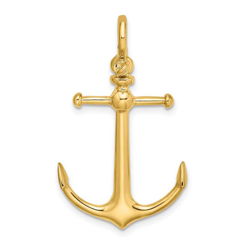 Image of 10K Yellow Gold 3-D Anchor w/ Shackle Bail Pendant