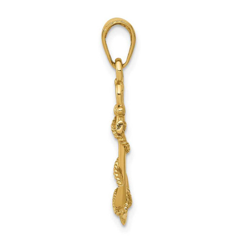 Image of 10k Yellow Gold 3-D Anchor w/Shackle and Entwined Rope Pendant