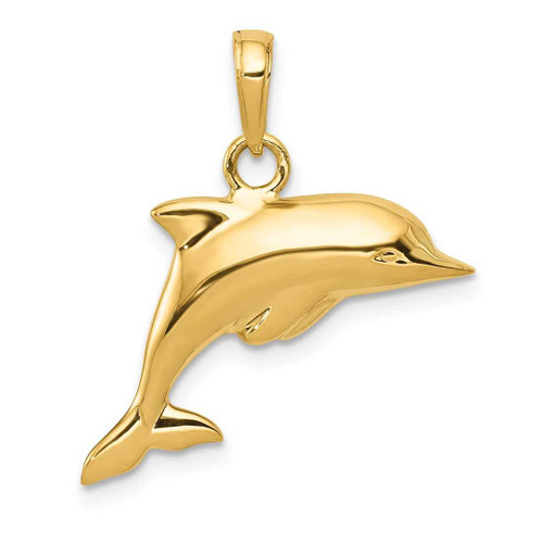 Image of 10k Yellow Gold 3-D Dolphin Pendant