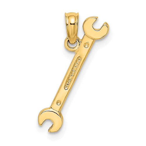 Image of 10K Yellow Gold 3-D Double Open-Ended Wrench Pendant