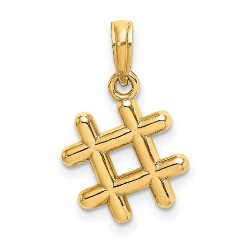 Image of 10k Yellow Gold 3-D Hashtag Pendant