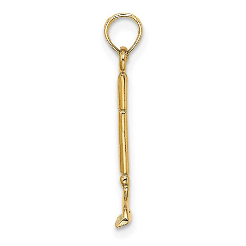 Image of 10K Yellow Gold 3-D Landscape Rake Garden Tool Pendant