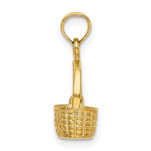 Image of 10K Yellow Gold 3-D Moveable Handle Basket Pendant