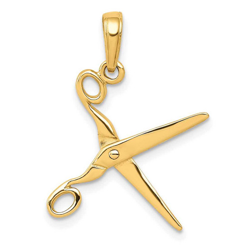 Image of 10K Yellow Gold 3-D Moveable Scissors Pendant