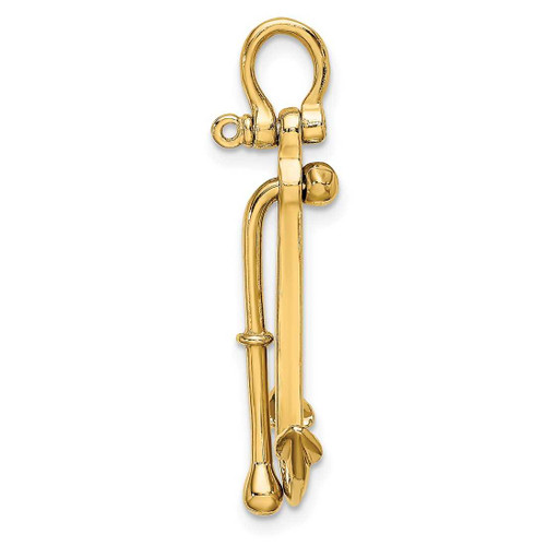 Image of 10K Yellow Gold 3-D Polished Anchor 2 Piece and Moveable Pendant